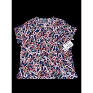 Womens Scrub Top Butter-Soft by UA Candy‎ Cane Christmas Sz 3X Holiday Spirit